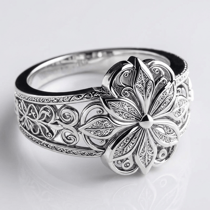 Anello in Argento con Fiore e Zirconia