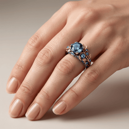 Anello Vintage Artigianale con Topazio Blu - Oro