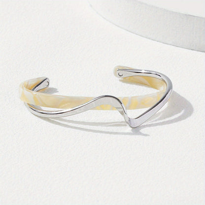 Bracciale Rigido a Forma di Onda Placcato in Oro 18K