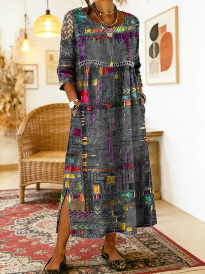 Manuela | Abito Denim con Inserti Etnici