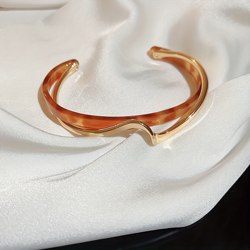 Bracciale Rigido a Forma di Onda Placcato in Oro 18K