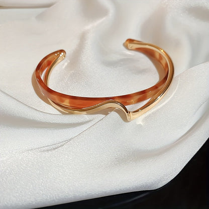 Bracciale Rigido a Forma di Onda Placcato in Oro 18K