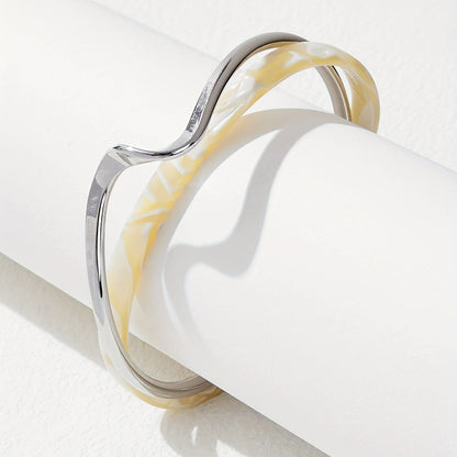 Bracciale Rigido a Forma di Onda Placcato in Oro 18K