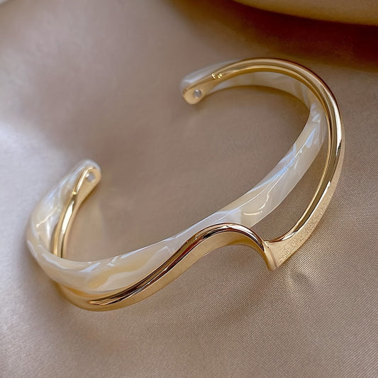 Bracciale Rigido a Forma di Onda Placcato in Oro 18K