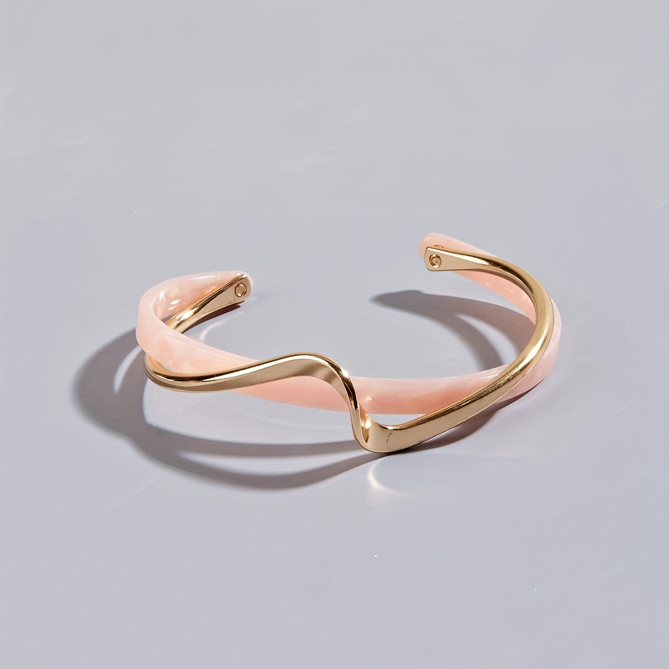 Bracciale Rigido a Forma di Onda Placcato in Oro 18K