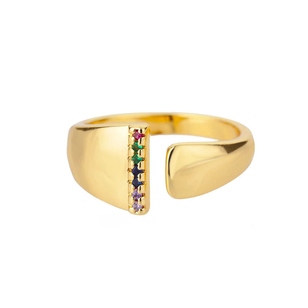 Anello regolabile con lettera personalizzata- Oro