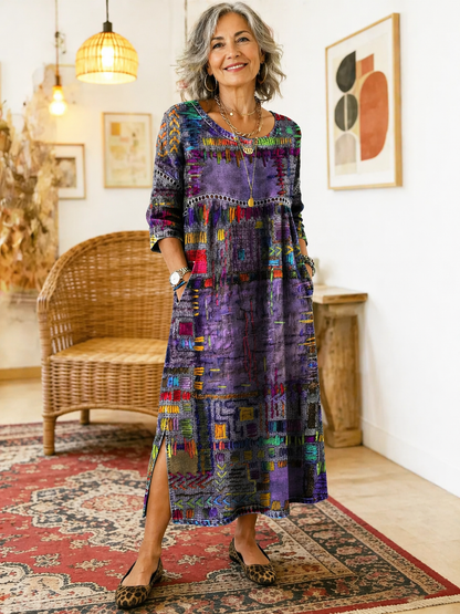 Manuela | Abito Denim con Inserti Etnici