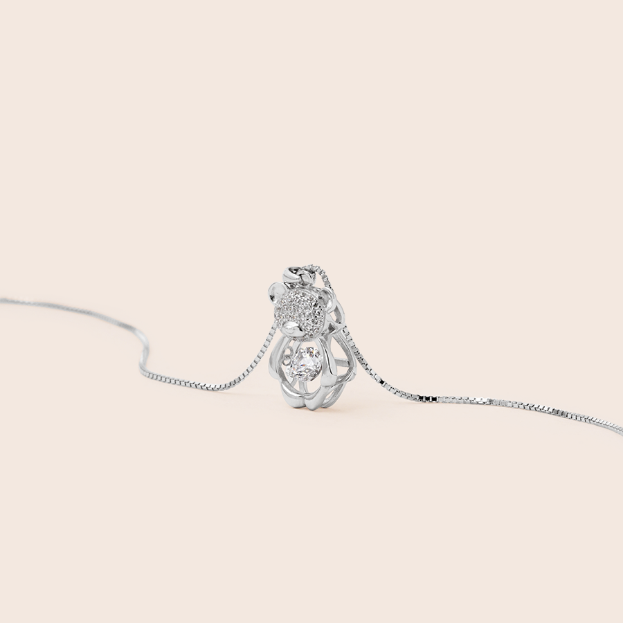 Collana Orso Scintillante con Pietra Danzante