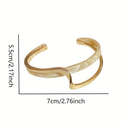 Bracciale Rigido a Forma di Onda Placcato in Oro 18K