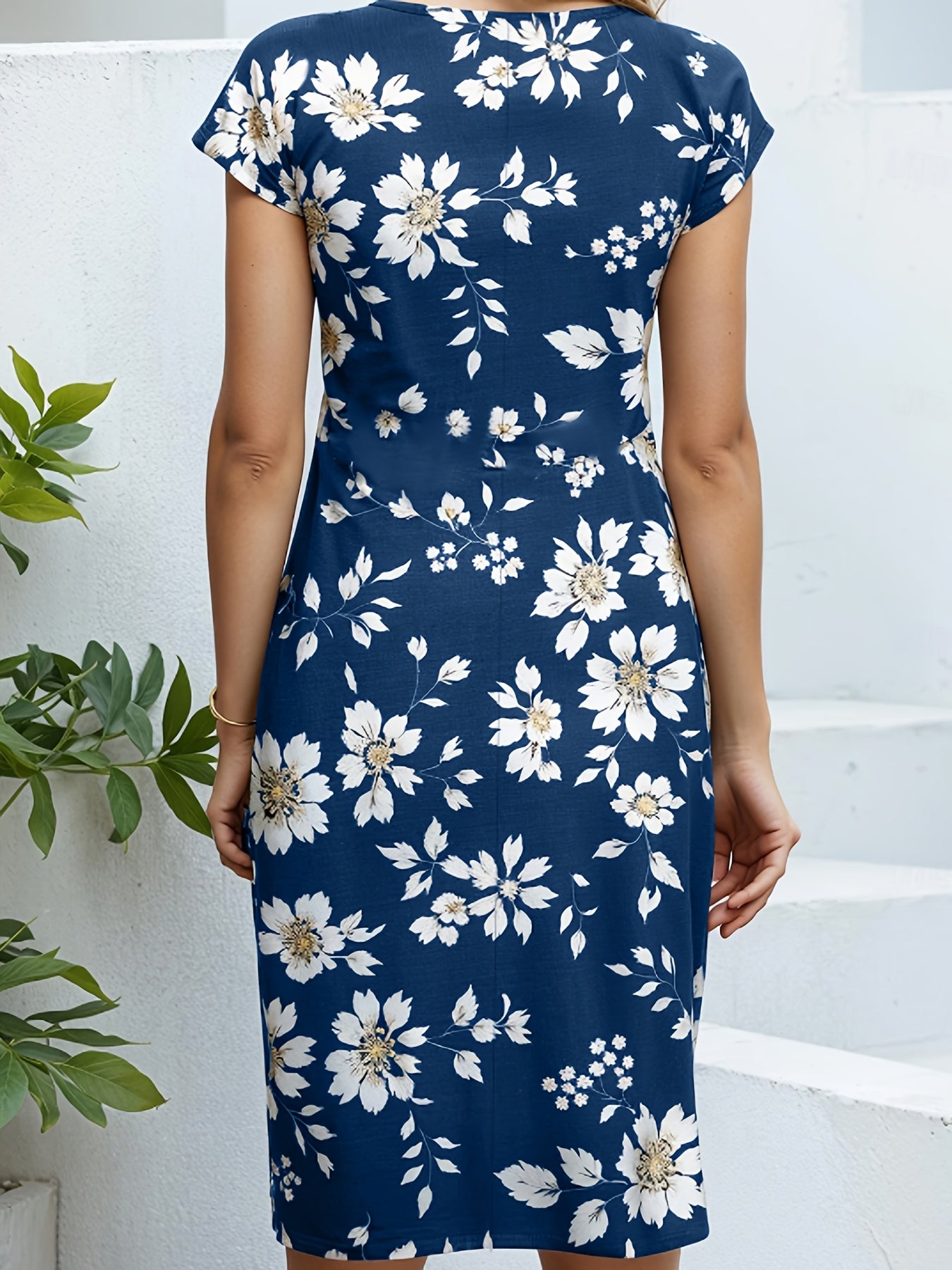 Floral Print Twist Elegant Dress