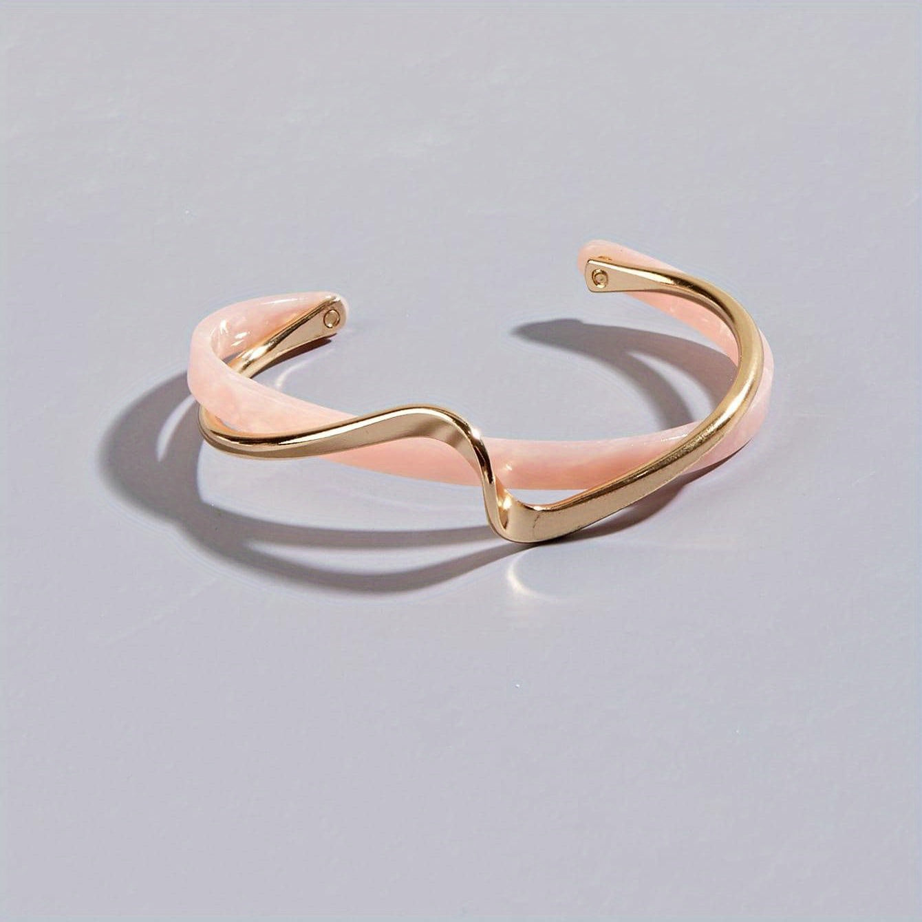 Bracciale Rigido a Forma di Onda Placcato in Oro 18K