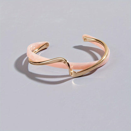 Bracciale Rigido a Forma di Onda Placcato in Oro 18K