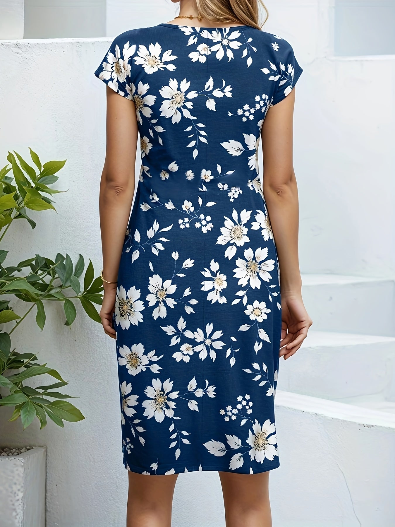 Floral Print Twist Elegant Dress