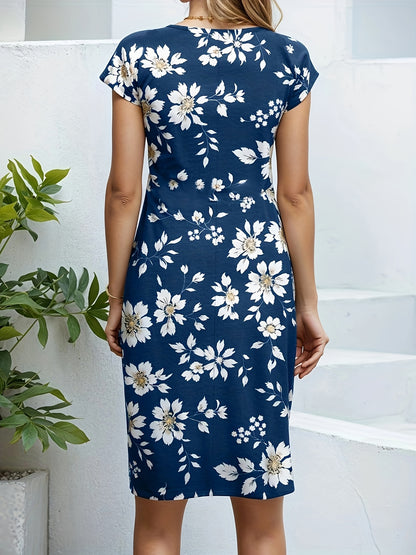 Floral Print Twist Elegant Dress